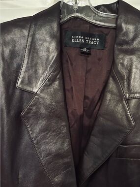 Ellen Tracy Brown Leather Blazer Jacket